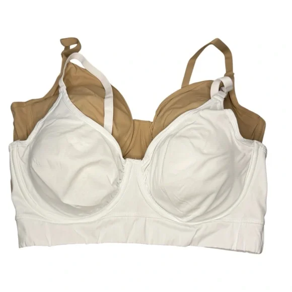 Rhonda Shear 2-pack Butterknit No Wire Underwire Bra Size XL Beige White NWOT - Picture 5 of 16